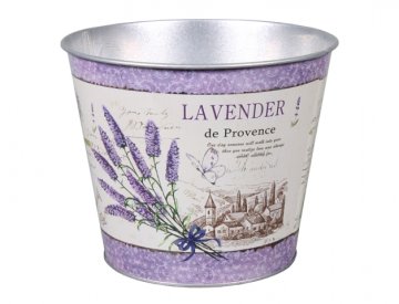 NOHEL GARDEN Pokrov za cvetlični lonec LAVENDER DE PROVENCE kovinski d19x15cm
