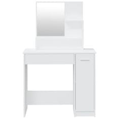 Greatstore Toaletna mizica z ogledalom bela 86,5x35x136 cm