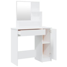 Vidaxl Toaletna mizica z ogledalom bela 86,5x35x136 cm