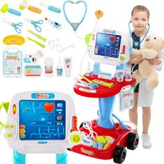 Iso Trade Zdravniški voziček za otroke z zvokom + 18 pripomočkov