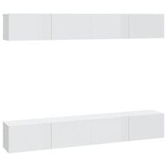 Vidaxl Stenske TV omarice 4 kosi visok sijaj bele 100x30x30 cm