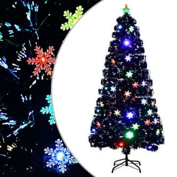 Vidaxl Novoletna jelka z LED snežinkami črna 150 cm optična vlakna