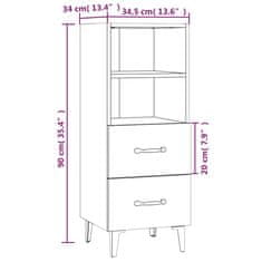 Vidaxl Komoda dimljeni hrast 34,5x34x90 cm konstruiran les