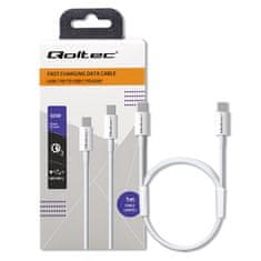 Qoltec kabel usb 2.0 tipa c | usb 2.0 tipa c 60w | qc 3.0 | pd | 1m | bela