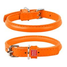 WAUDOG okrogla usnjena oranžna ovratnica za dolgodlake pse, Oranžna 17-20 cm, širina ovratnika: 6 mm