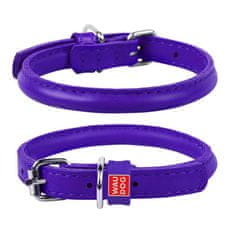 WAUDOG okrogla vijolična usnjena ovratnica za dolgodlake pse, vijolična 17-20 cm, širina ovratnika: 6 mm