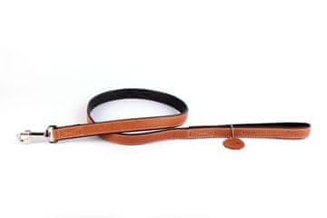 WAUDOG Ploščat in udoben usnjen pasji povodec dolg rjav črn 183 cm širina: 25 mm