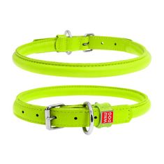 WAUDOG okrogla usnjena zelena ovratnica za dolgodlake pse, zelena 17-20 cm, širina ovratnika: 6 mm