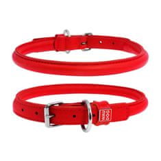 WAUDOG okrogla rdeča usnjena ovratnica za dolgodlake pse, rdeča 17-20 cm, širina ovratnika: 6 mm