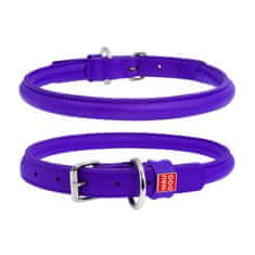 WAUDOG okrogla vijolična usnjena ovratnica za dolgodlake pse, vijolična 17-20 cm, širina ovratnika: 6 mm