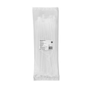 Qoltec Kabelske vezice/Zip vezice za večkratno uporabo | 7,2 * 300 mm | Najlon 66 UV | Bela