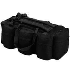 Vidaxl 3-v-1 Potovalna torba vojaškega stila 120 L črne barve