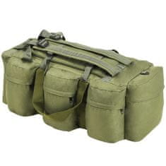 Vidaxl 3-v-1 Potovalna torba vojaškega stila 120 L olivno zelene barve