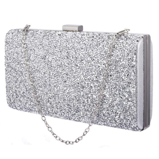 Northix Bleščeča torbica Clutch - srebrna