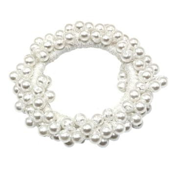 Northix Gumica za lase z biseri - bela