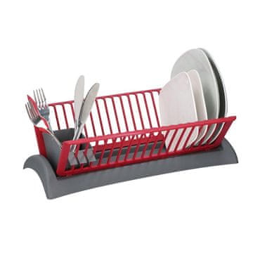 Northix Stojalo za posodo - rdeče/sivo