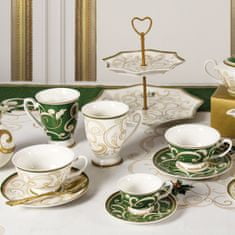 Brandani Set skodelica za čaj Filo d'Oro 15xh7cm / belo-zelena / 2 kos / porcelan