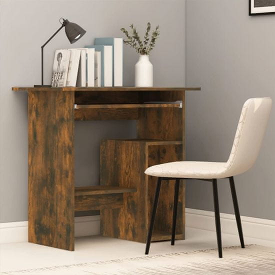 Vidaxl Pisalna miza dimljeni hrast 80x45x74 cm konstruiran les