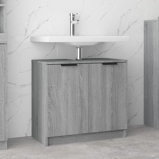 Vidaxl Kopalniška omarica siva sonoma 64,5x33,5x59 cm konstruiran les