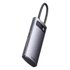 BASEUS Metal Gleam USB-C HUB adapter 3x USB 3.2 / PD / SD / TF, siva