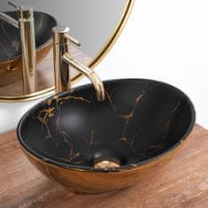 REA Sofia umivalnik za mizo iz marmorja Black mat Gold