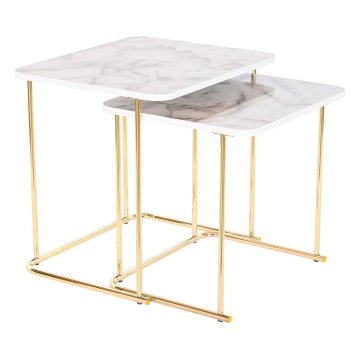 DKD Home Decor Komplet 2 miz DKD Home Decor White Golden 51 x 43 x 49 cm