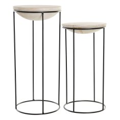 DKD Home Decor Komplet 2 miz DKD Home Decor Black Natural Iron 28 x 28 x 62,5 cm