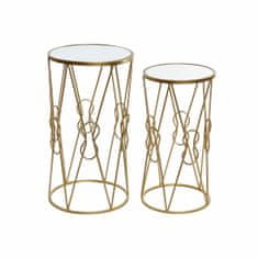 DKD Home Decor Stranska mizica DKD Home Decor Mirror Golden Metal (2 kosa) (30 x 30 x 58 cm) (35 x 35 x 65 cm)