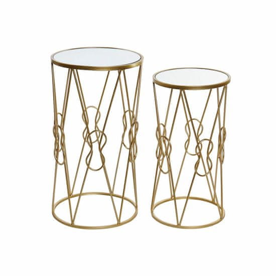 DKD Home Decor Stranska mizica DKD Home Decor Mirror Golden Metal (2 kosa) (30 x 30 x 58 cm) (35 x 35 x 65 cm)