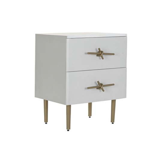 DKD Home Decor Nočna omarica DKD Home Decor White Lasso Iron Mango wood (52 x 42 x 65 cm)