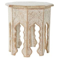 DKD Home Decor Stranska mizica DKD Home Decor Bela Rjava Večbarvna Les Plastika Mango les 49 x 49 x 53,5 cm