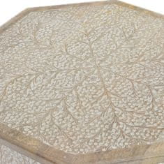 DKD Home Decor Stranska mizica DKD Home Decor Bela Rjava Večbarvna Les Plastika Mango les 49 x 49 x 53,5 cm