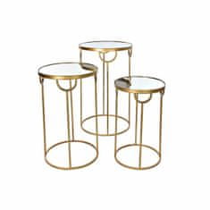 DKD Home Decor Komplet 3 majhnih mizic DKD Home Decor Mirror Golden Metal Arab (40 x 40 x 66,5 cm) (3 kosi)