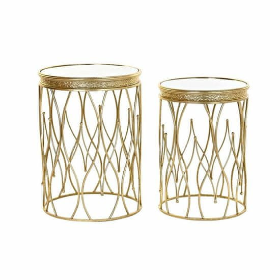 DKD Home Decor Komplet 2 majhnih mizic DKD Home Decor Golden 40 x 40 x 54 cm