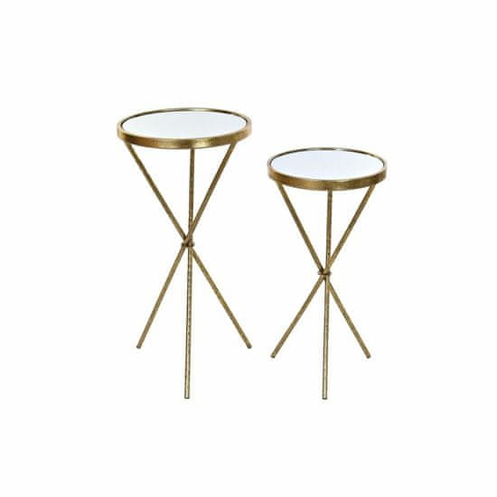 DKD Home Decor Komplet 2 majhnih mizic DKD Home Decor Mirror Golden Metal Oriental (35 x 35 x 71 cm) (2 kosa)