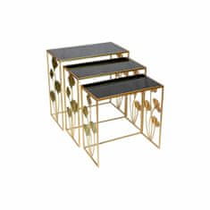 DKD Home Decor Komplet 3 majhnih mizic DKD Home Decor Black Golden 65 x 35 x 64,5 cm