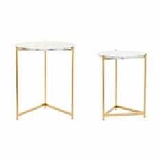 DKD Home Decor Komplet 2 majhnih mizic DKD Home Decor White Golden Metal MDF Wood 46 x 46 x 55 cm