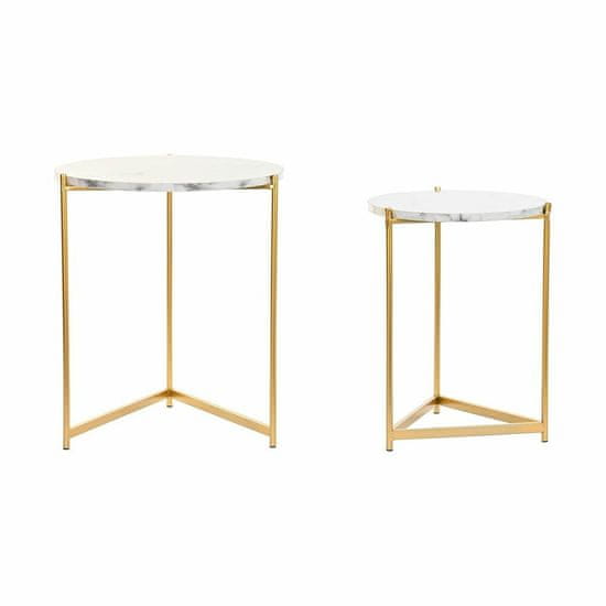 DKD Home Decor Komplet 2 majhnih mizic DKD Home Decor White Golden Metal MDF Wood 46 x 46 x 55 cm