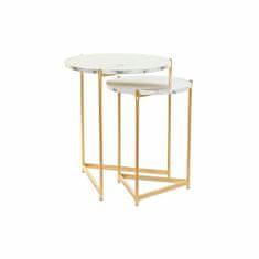 DKD Home Decor Komplet 2 majhnih mizic DKD Home Decor White Golden Metal MDF Wood 46 x 46 x 55 cm