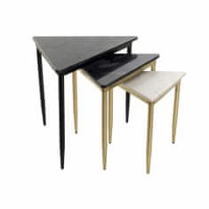 DKD Home Decor Komplet 3 majhnih mizic DKD Home Decor Bela Črna Zelena Zlata 68 x 46,5 x 53 cm