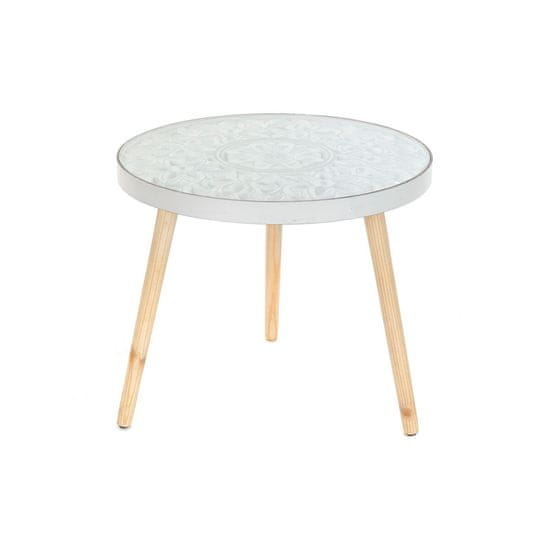 DKD Home Decor Stranska mizica DKD Home Decor Crystal MDF White Mandala (52 x 52 x 40 cm)