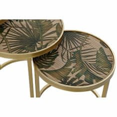 DKD Home Decor Komplet 3 miz DKD Home Decor Golden Metal MDF Green Tropical (47 x 47 x 50 cm)