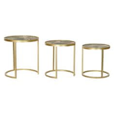 DKD Home Decor Komplet 3 miz DKD Home Decor Golden Metal MDF Green Tropical (47 x 47 x 50 cm)