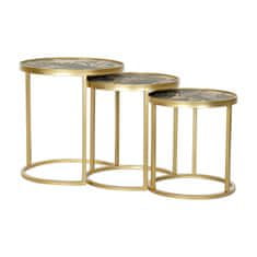 DKD Home Decor Komplet 3 miz DKD Home Decor Golden Metal MDF Green Tropical (47 x 47 x 50 cm)