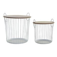 DKD Home Decor Garnitura 2 miz DKD Home Decor White Natural 43 x 43 x 46 cm