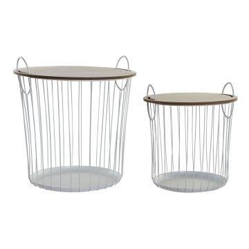 DKD Home Decor Garnitura 2 miz DKD Home Decor White Natural 43 x 43 x 46 cm