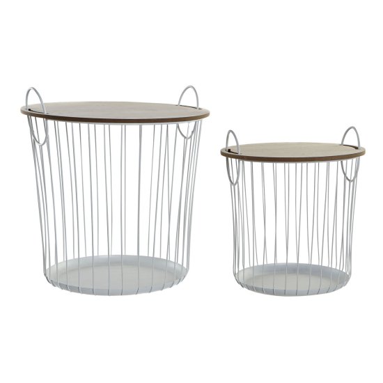 DKD Home Decor Garnitura 2 miz DKD Home Decor White Natural 43 x 43 x 46 cm