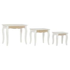 DKD Home Decor Garnitura 3 miz DKD Home Decor Bela Naravni les MDF Les 53 x 35 x 47 cm