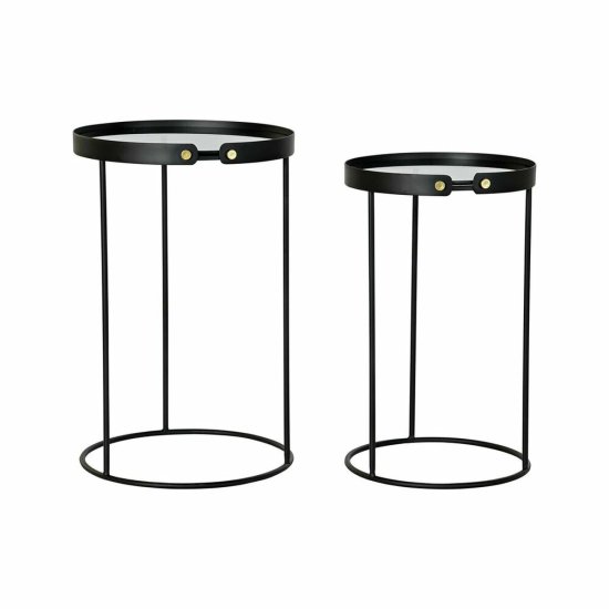 DKD Home Decor Komplet 2 majhnih mizic DKD Home Decor Črna Zlata 30 x 40 cm 38 x 38 x 59 cm