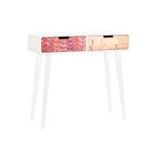 DKD Home Decor Konzola DKD Home Decor Naravni MDF les iz kavčuka Bela bordo barva (80 x 30 x 74 cm)